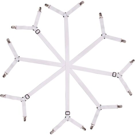 Crediri - Correas triangulares ajustables para sujetar sábanas de colchón liso (paquete de 4), color blanco (1/5)