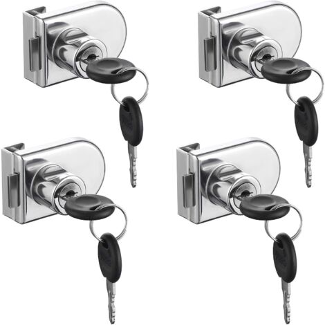 Cerradura para puerta de cristal Crediri, cromada, acero inoxidable. Cerradura de seguridad de alta precisión, fácil de instalar sin taladrar, adecuada para puertas de vidrio de 5-8 mm de espesor sin