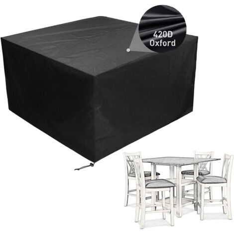 Funda impermeable para muebles de patio, funda para sofá seccional de exterior, funda rectangular para mesa y sillas de exterior, funda protectora a prueba de polvo cuadrada de 135 x 135 x 74 cm. (1/5)