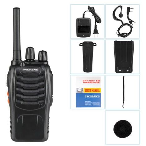 Walkie-talkie Crediri BF-888S de 1500 mAh con autonomía de larga duración, estándar europeo, color negro, 1 unidad