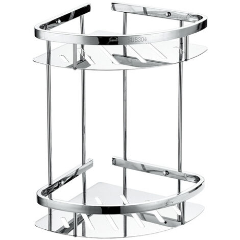 Cesta de ducha de acero inoxidable exclusiva de Crediri Estante para bañera, estante de ducha, soporte de esquina para pared (acero inoxidable, 2 niveles)