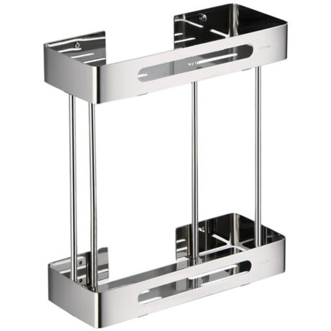 Estante de ducha de acero inoxidable Crediri - Estante para bañera, soporte de pared para estante de esquina (2 niveles, acero inoxidable)
