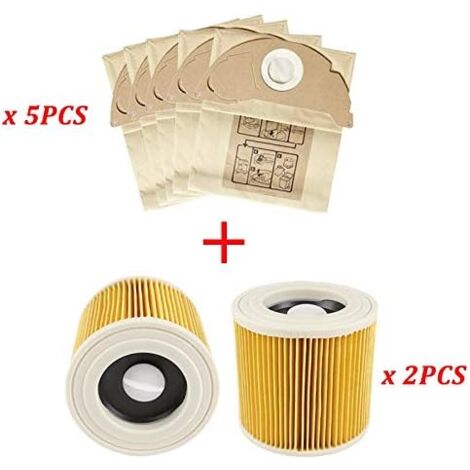 Repuestos para aspiradora Crediri, bolsa de papel con filtro de polvo de repuesto compatible con KARCHER WD2250 A2004 A2054 MV2, bolsas de recolección de polvo eficientes, accesorios para aspiradoras (1/5)