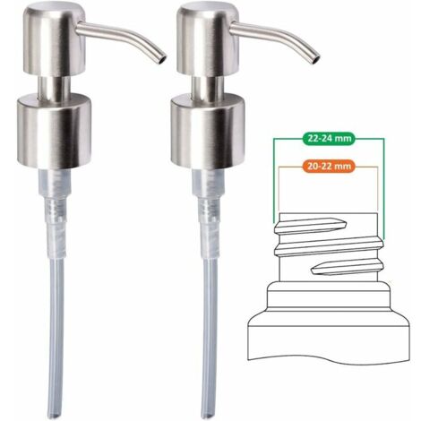 Dispensador de jabón líquido Crediri - Bomba de repuesto - Acero inoxidable cepillado (2 unidades) - 24 mm (1/5)