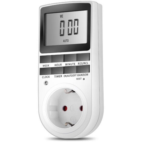 Enchufe digital programable, temporizador digital Maxcio semanal con pantalla LCD, temporizador de 12/24/7 días, ahorro de energía para electrodomésticos e iluminación (1 unidad) (1/5)