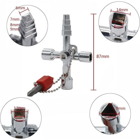 Pack De 2 Llaves Universales Para Construcción - Aleación De Zinc Niquelada, Tamaños 6/7/8 Mm, Incluye Escala Medidora, Para Ventanas, Puertas Y Armarios Eléctricos