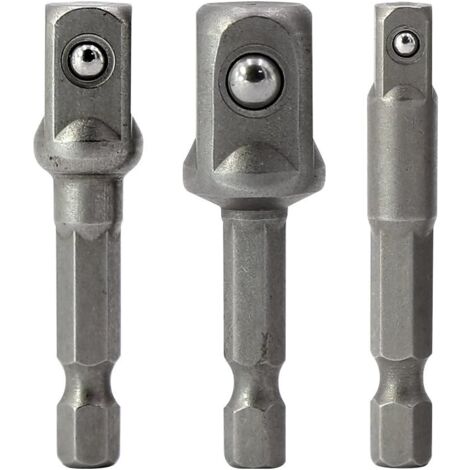 Adaptador de tuerca hexagonal de 3 piezas, adaptador de destornillador, adaptador de tuerca de vaso de 1/4", 1/2" y 3/8" (1/5)