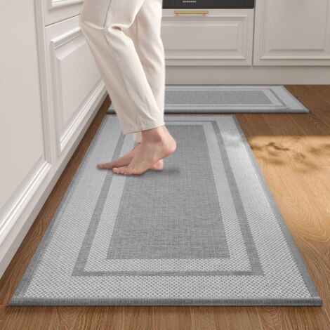 Juego de 2 alfombrillas de cocina lavables y antideslizantes - Tejido - Antisuciedad - Para cocina y comedor - Reverso de caucho natural - 50x80cm+50x120cm