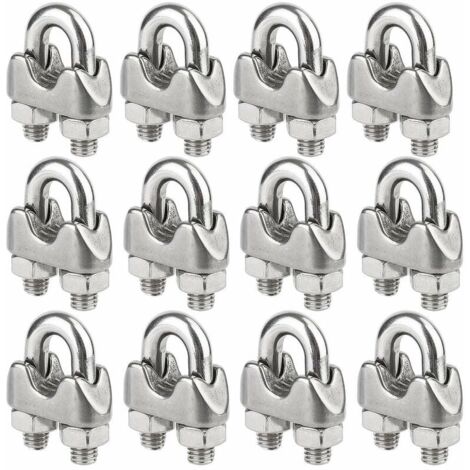 YMYNY - 12 abrazaderas de acero inoxidable para cables de 4 mm de diámetro (M4)