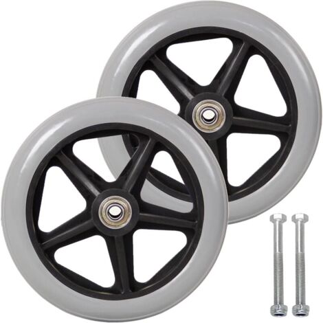 YMYNY - Ruedas delanteras de 6 pulgadas, 2 unidades de repuesto para silla de ruedas, con neumáticos sólidos antideslizantes, 150 mm, color gris y negro, para sillas de ruedas, andadores y andadores (