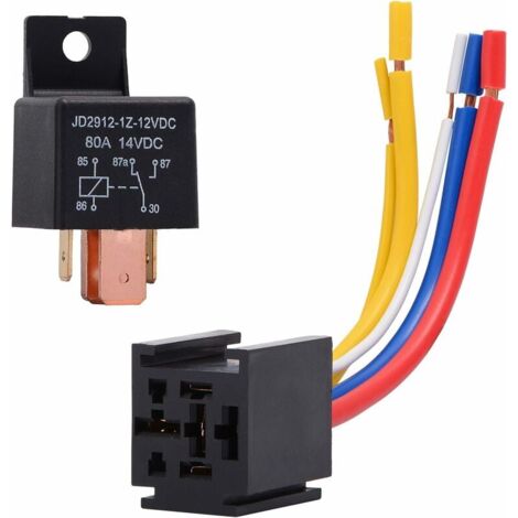 Relé YMYNY de 12 V y 80 A, 5 pines, para coche, camión, motor, resistente, encendido/apagado, normalmente abierto, SPST, enchufe de relé, 5 cables, automotriz. (1/4)