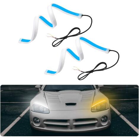 Luces diurnas YMYNY, tiras flexibles de 60 cm, 2 unidades de 300 LED de doble color, resistentes al agua IP65, tubo de silicona para faros, luces traseras y direccionales (2 colores) (1/5)