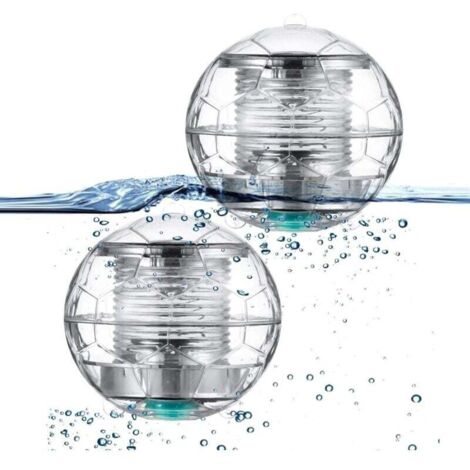 Ulisem - Juego de 2 luces solares flotantes para piscina, iluminación LED automática con cambio de color, impermeables, para estanques, jardines, piscinas, exteriores y decoración de fiestas. (1/4)