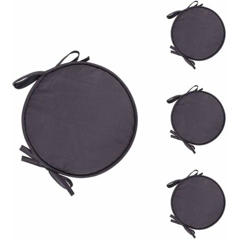 YMYNY - Juego de 4 cojines redondos para silla, con cordón, 38 cm (gris oscuro) (1/4)