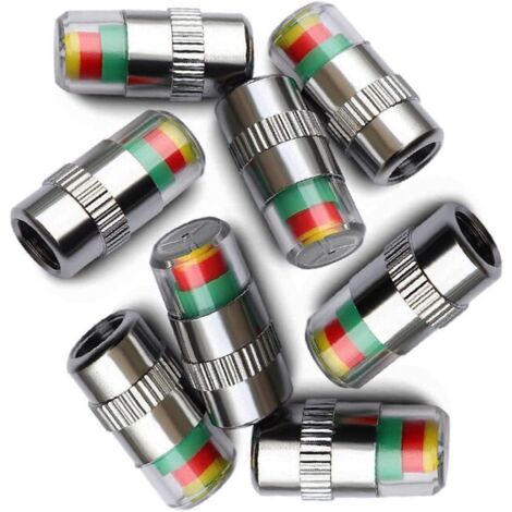 YMYNY - 8 tapas de válvula indicadoras de presión de neumáticos para coche, 3 colores