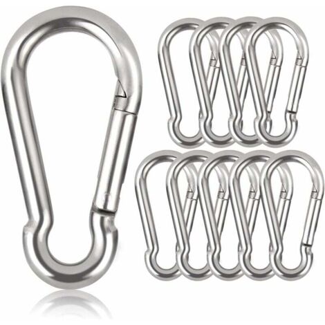 Paquete de 10 mosquetones para llavero Ulisem, 80 mm x φ8 mm, carga máxima: 250 kg (1/4)