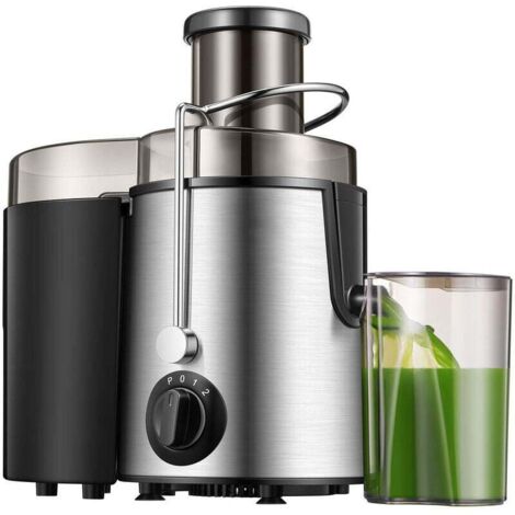 Exprimidor Ulisem, boca ancha de 65 mm, 400 W, extractor de jugos para frutas y verduras, acero inoxidable prensado en frío, cepillo de limpieza incluido, libre de BPA, (526) [Clase energética A+++] (1/4)
