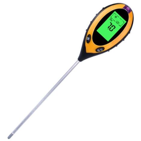 Medidor de humedad del suelo Ulisem 4 en 1, kit digital para medir pH, temperatura, luz solar, humedad y acidez, con pantalla LCD retroiluminada para jardín, césped, agricultura y plantas de interior (1/4)