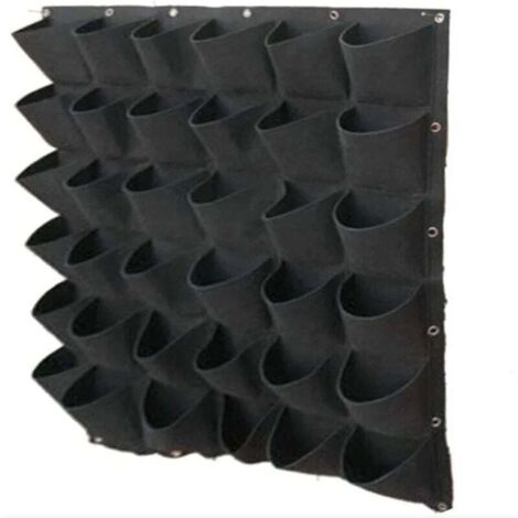 Bolsa para macetas de pared Ulisem con 36 bolsillos - Bolsa vertical para macetas - Maceta colgante - Jardín de pared para exteriores - Jardín de pared duradero y ecológico de fieltro suave, color neg