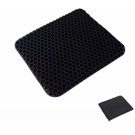 Cojín de gel Ulisem para asiento, transpirable y con funda antideslizante para coche, oficina y silla de ruedas, color negro (1/4)