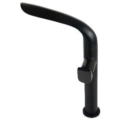 Grifo para lavabo de baño Ulisem, mezclador de latón dorado, monomando, agua caliente y fría (alta), color negro (1/4)