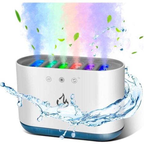 Humidificador de aire Ulisem de 900 ml, humidificador dinámico para habitación con 6 boquillas y 7 colores LED, 25 dB ultrasilencioso, para hogar y oficina, 18 x 12 x 8 cm