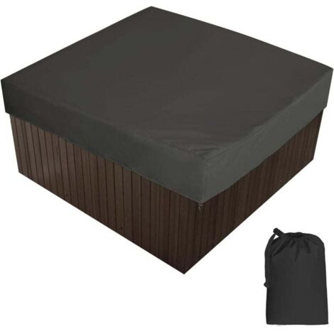 Cubierta de spa cuadrada impermeable de poliéster Ulisem190T, negra, 207 x 207 x 30 cm (1/4)