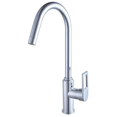 Juego de grifos mezcladores UlisemKitchen, grifos de cocina con giro de 360°, grifos monomando para fregadero, grifos de fregadero de un solo orificio en acero inoxidable galvanizado, agua caliente y (1/4)