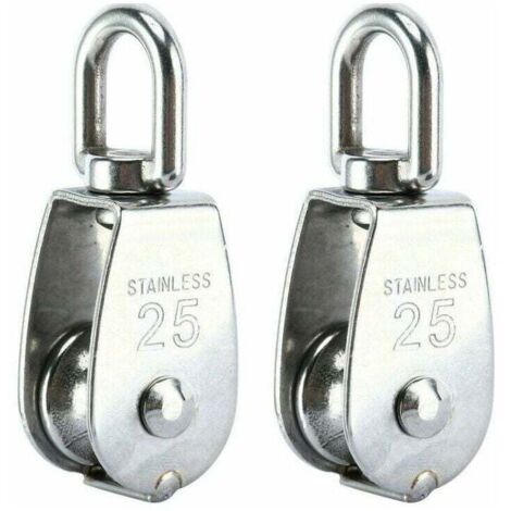 Polea de elevación Ulisem, acero inoxidable 304, polea simple M25, carga de 150 kg, paquete de 2 (1/4)