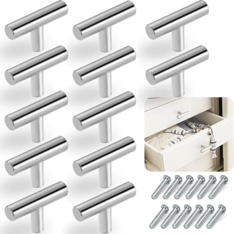 Tirador de armario de cocina Ulisem de acero inoxidable de 50 x 32 mm, 12 unidades (1/5)