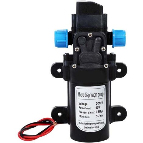 Bomba de agua de alta presión Ulisem - Bomba de agua de diafragma de 12 V CC, 116 PSI, 5 L/min, autocebante, con abrazaderas para caravanas, barcos, vehículos recreativos y jardines.