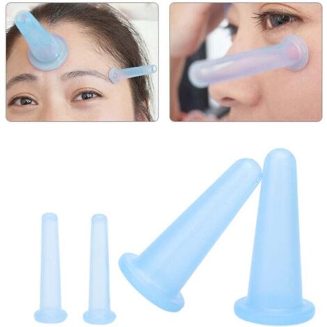 Juego de ventosas Ulisem para rostro y ojos, ventosas de silicona para masaje - Paquete de 4 ventosas azules (2 grandes y 2 pequeñas) (1/4)