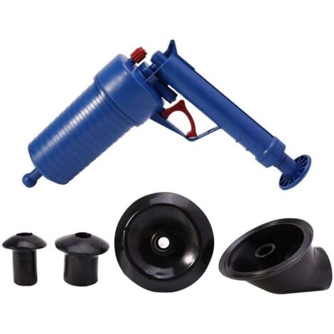 Desatascador de fregaderos de alta presión Ulisem con 4 ventosas, potente y resistente, para desatascar desagües, inodoros, lavabos, baños y cocinas, color azul. (1/4)