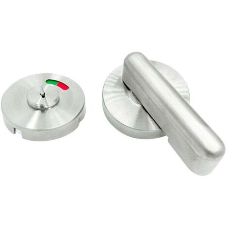 Cerradura para puerta de baño Ulisem, con pestillo y indicador de posición libre y ocupada, acabado en níquel satinado.
