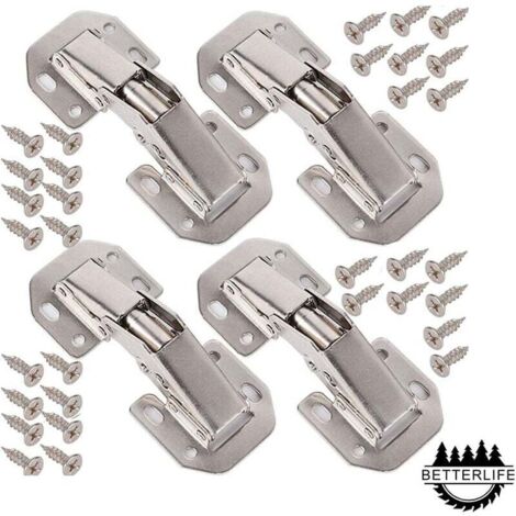 Bisagras Ulisem de acero inoxidable plegables para gabinete de cocina, 4 unidades, ajustables a 90 grados, + 32 tornillos - Bisagras de ángulo amplio BETTERLIFE (1/5)