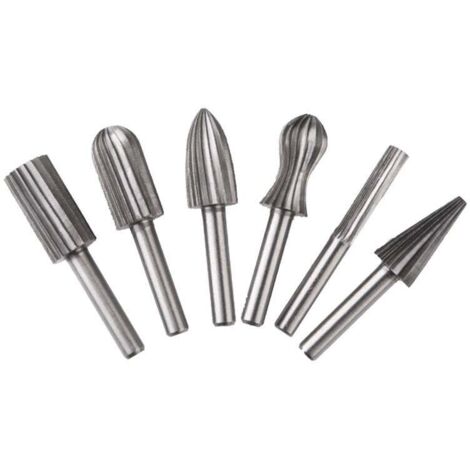 Fresas rotativas de tungsteno de doble corte Ulisem, vástago de 6 mm, limas de tungsteno para limar, grabar y amolar herramientas rotativas (6 unidades) - betterlife (1/5)
