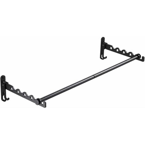 Perchero de pared Ulisem, perchero plegable de metal, tendedero para dormitorio y baño, 80 cm de largo, color negro. (1/5)