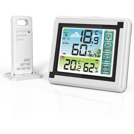 Reloj meteorológico Ulisem Betterlife con pantalla a color, termómetro e higrómetro inalámbrico para interiores y exteriores, monitor de temperatura y humedad para interiores y exteriores con pantalla (1/5)