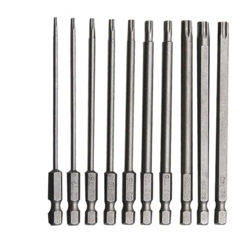 Ulisem - Juego de 10 puntas Torx largas de acero de aleación de cromo vanadio de 75 mm, puntas de destornillador antioxidantes para destornillador, taladro eléctrico y mantenimiento de maquinaria. (1/5)