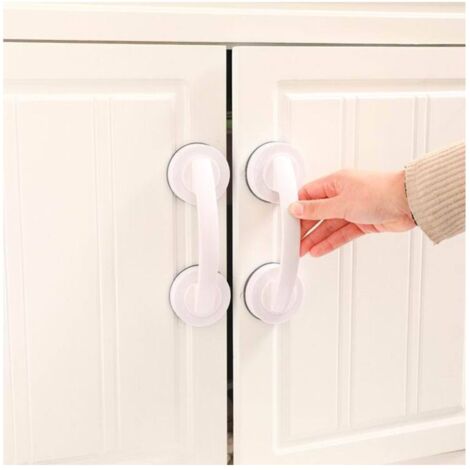 Ulisem Betterlife - 2 manijas de ducha con ventosa de plástico para bañera, accesorios de baño, color blanco (1/4)