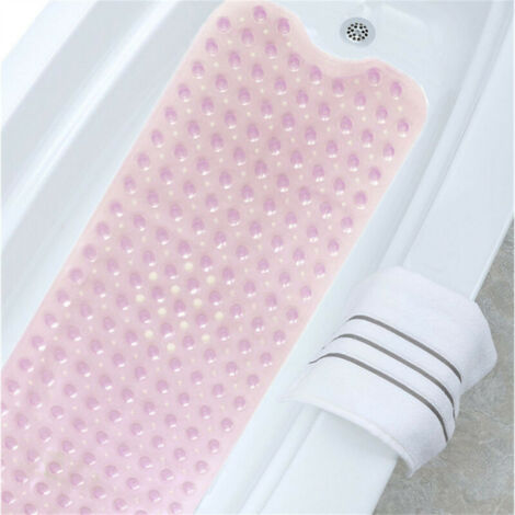 Alfombrilla de ducha Ulisem, antideslizante, con orificios de drenaje y ventosas, lavable a máquina (rosa transparente) (1/3)