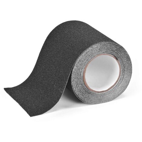 Cinta antideslizante Ulisem, adhesiva para escaleras, resistente a la fricción y abrasiva, para mayor seguridad, para interiores y exteriores, alta tracción, 15 cm x 5 m, color negro. (1/5)