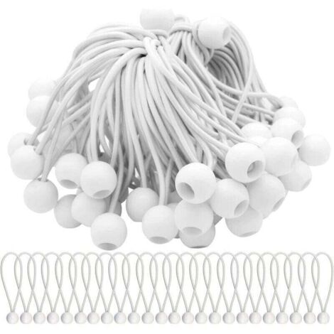UlisemLote de 50 Tensores Elásticos Cordones Elásticos con Bolas Cordones Elásticos Bungee Bolas Elásticas para Carpas, Tiendas, Pancartas y Lonas (1/4)