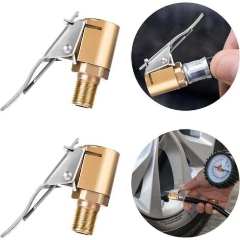 Mandril de aire Ulisem con adaptador de clip, 2 juegos de infladores de neumáticos con conector de púas para reparación de mangueras, válvula de mandril de aire de flujo abierto de 1/4", adaptador ant (1/4)