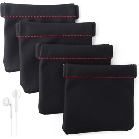 Estuche Ulisem de 4 piezas de cuero sintético para auriculares, con cierre de resorte, para transportar o guardar sus auriculares. (1/4)
