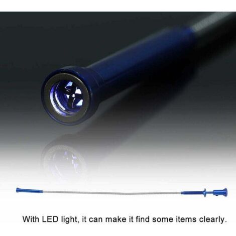 Herramienta de recolección UlisemPick Up, multifunción, flexible, de cuatro garras (imán + 4 garras + luz LED), con resorte largo y imán para limpieza de alcantarillado y basura desbordada, AA