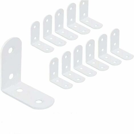 Ulisem - 12 soportes de esquina de acero inoxidable de 40 x 40 mm para fijación de muebles de madera, color blanco (1/4)