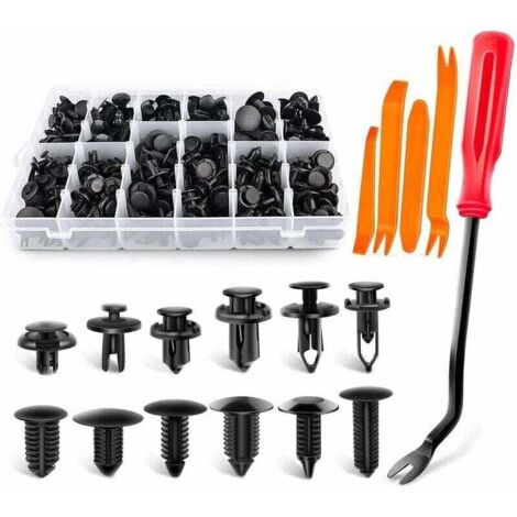 Clips de remache UlisemClips para coche, 240 piezas, de plástico, para paneles de puerta, molduras de puerta, parachoques, guardabarros, con caja de almacenamiento y herramienta de extracción. (1/4)
