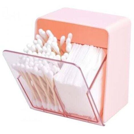 Caja para hisopos UlisemCotton, 2 compartimentos con tapa, contenedor para hisopos de algodón, para encimera de baño e inodoro (1/4)