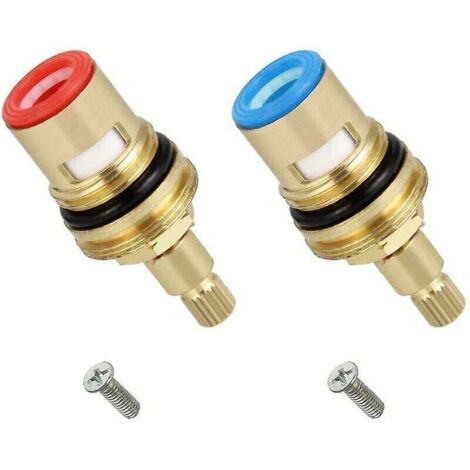 Cabezal de disco cerámico Ulisem2 piezas, cartuchos cerámicos de 1/2", repuesto universal para grifo de latón, 20 muescas x 53 mm, para cocina y baño (agua caliente y fría)